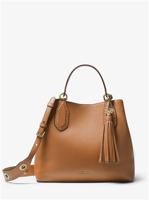 michael kors brooklyn large pebbled leather satchel|Brooklyn Large Pebbled Leather Satchel .